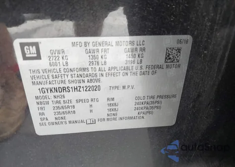 2017 Cadillac Xt5 Luxury из США, поврежденный, VIN 1GYKNDRS1HZ122020